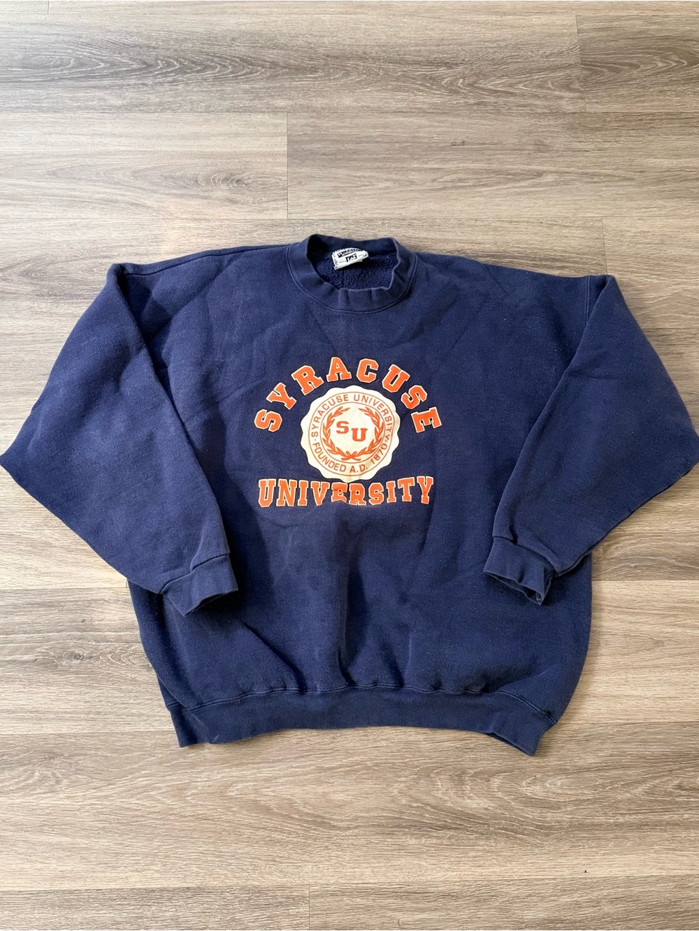 Lee Navy Crewneck Sweatshirt with Orange Graphic